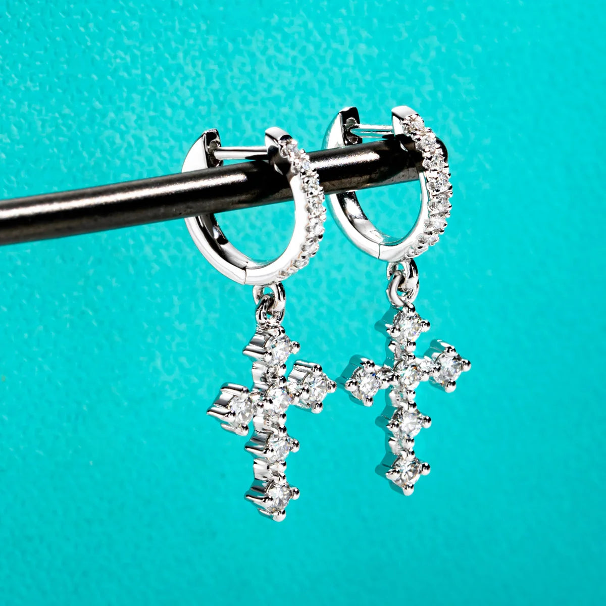 Hail Mary Huggie Hoop Drop Earrings 