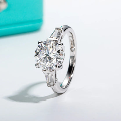 ‘Celine’ 3ct Round+Emerald Moissanite Engagement &nbsp;for women