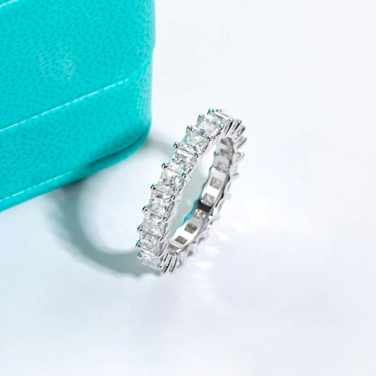 3mm Princess Cut D Color Moissanite Eternity Band