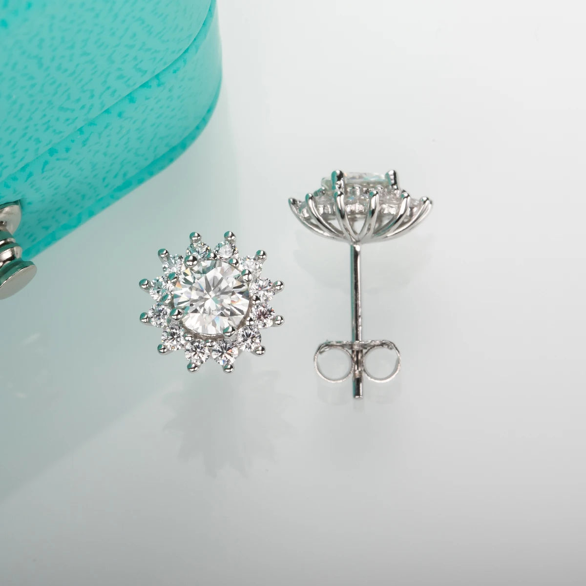 ‘Sunflower’ D Color Moissanite Diamond Earrings