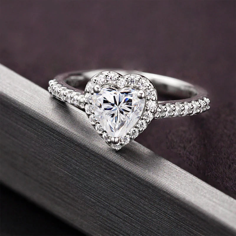 ‘Bella’ 1ct Heart Cut Moissanite Halo Ring