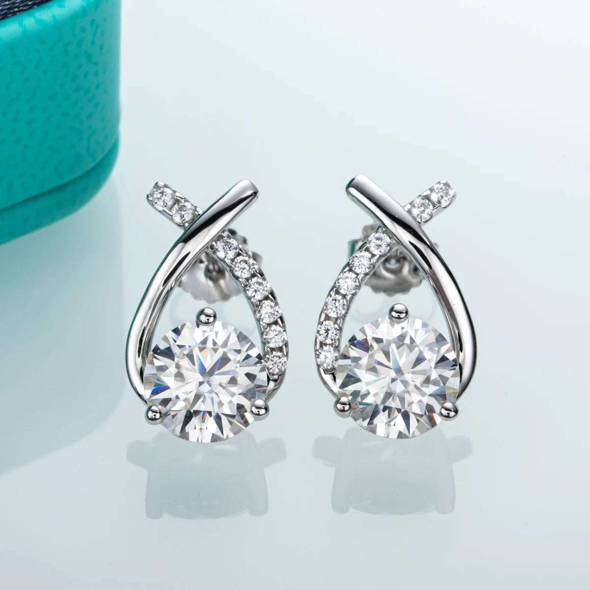 ‘Antoinette‘ 4cttw D Color Moissanite Stud Earrings