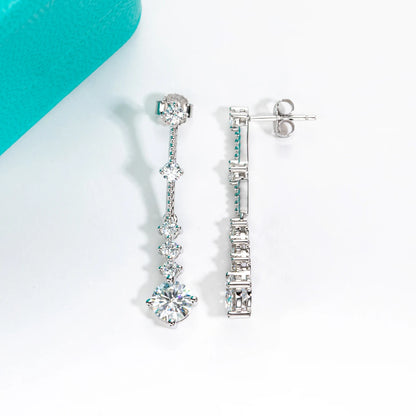 AnuJewel - Pendientes colgantes de moissanita de 2,8 ct en plata de ley 925 con diamantes creados en laboratorio de color D para mujer