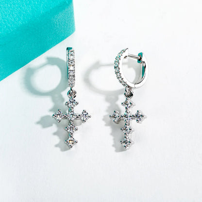 ‘Hail Mary’ Cross Hoop Earrings