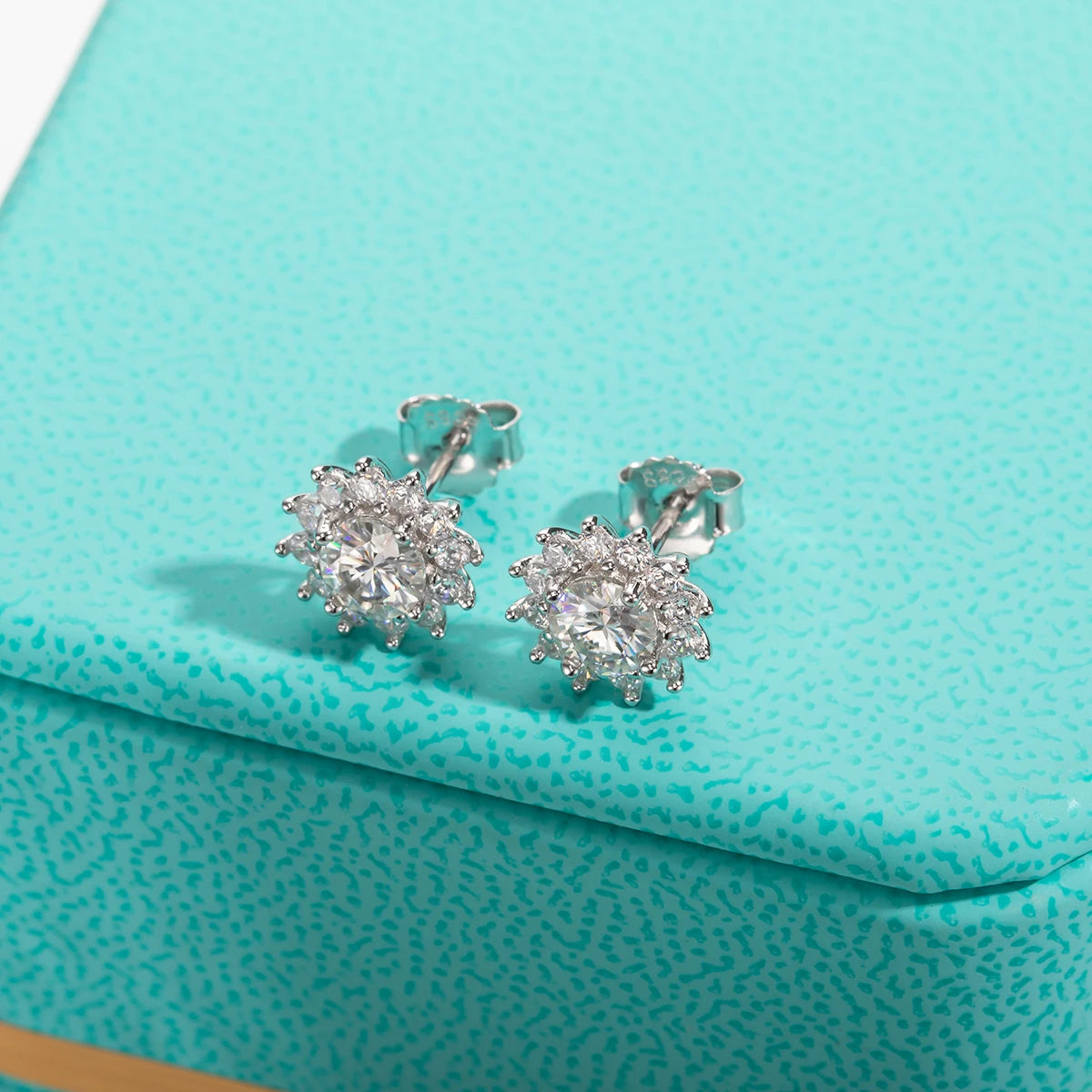 ‘Sunflower’ D Color Moissanite Diamond Earrings