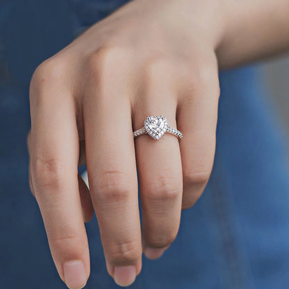 ‘Bella’ 1ct Heart Cut Moissanite Halo Ring