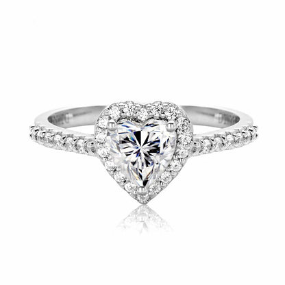 ‘Bella’ 1ct Heart Cut Moissanite Halo Ring