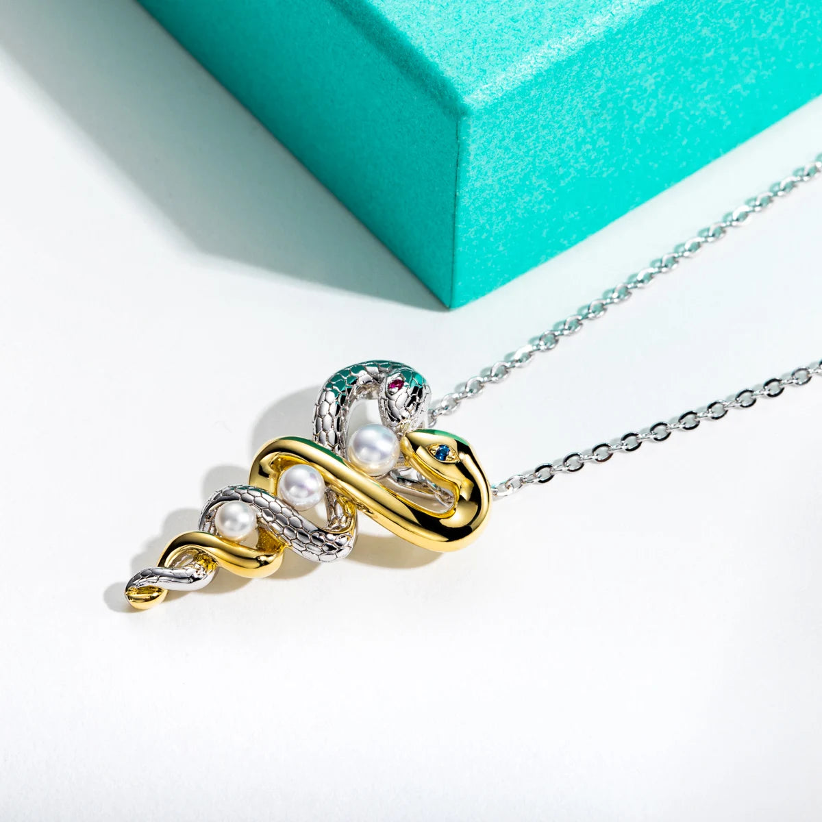 ‘Eden’ Snake Pearl Pendant Necklace