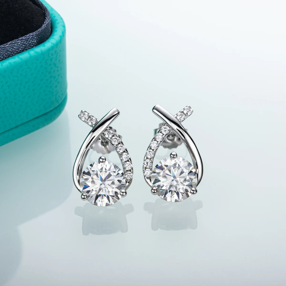 ‘Antoinette‘ 4cttw D Color Moissanite Stud Earrings