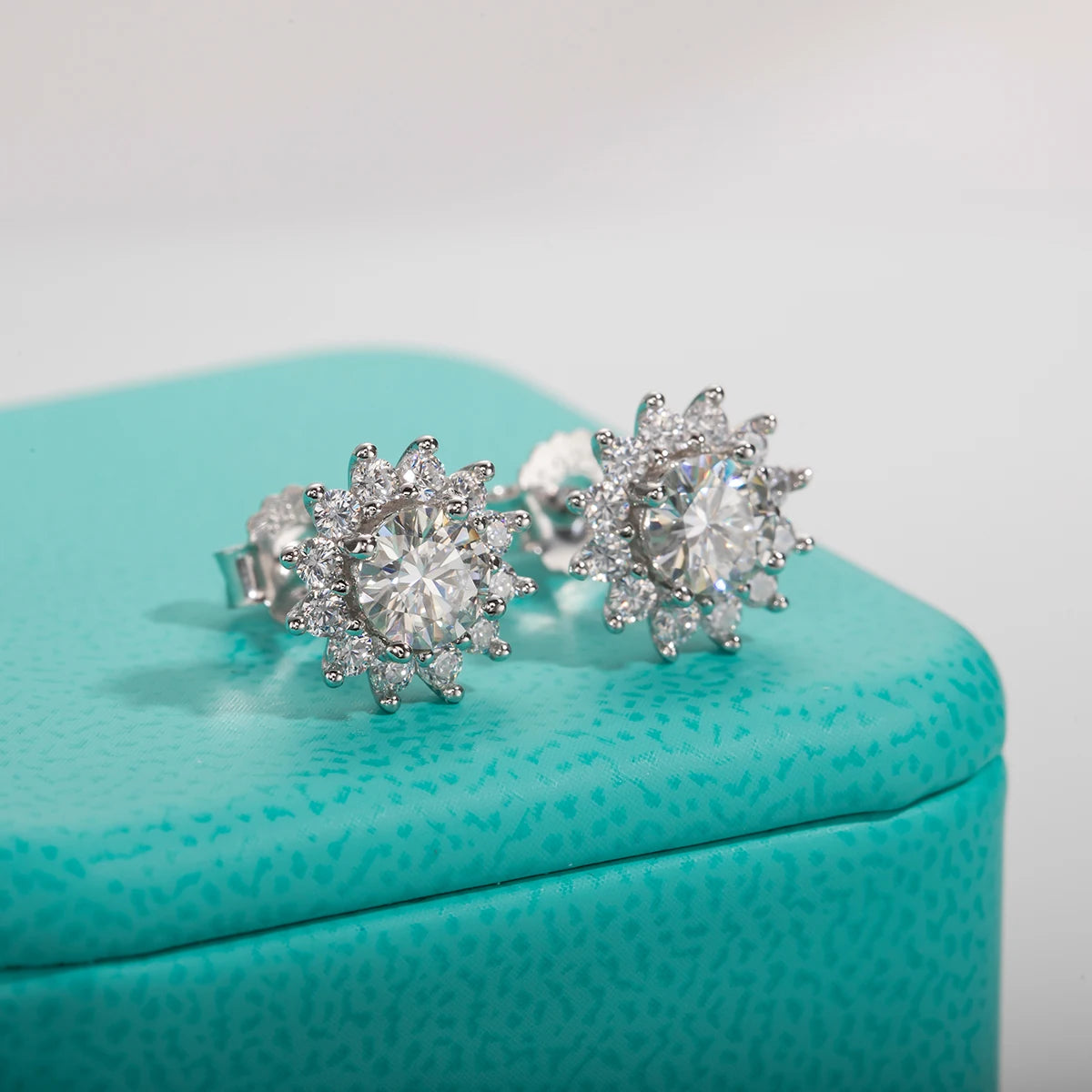 ‘Sunflower’ D Color Moissanite Diamond Earrings