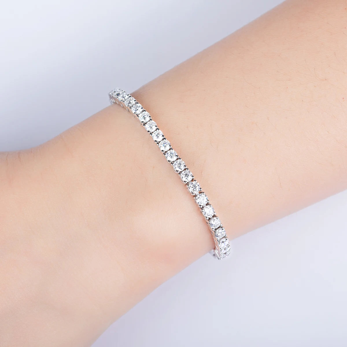 3mm Round Cut  Moissanite Adjustable Tennis Bracelet